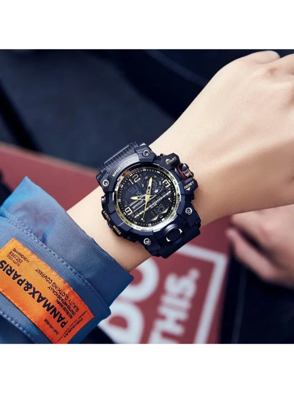 Men's Black Gold Analog Quartz Waterproof Military Sports Outdoor Digital Watch